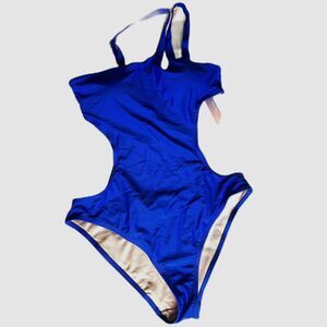 MOLYBELL BLUE CUTOUT SIDE STRAPS SWIMSUIT Size S One piece NWT